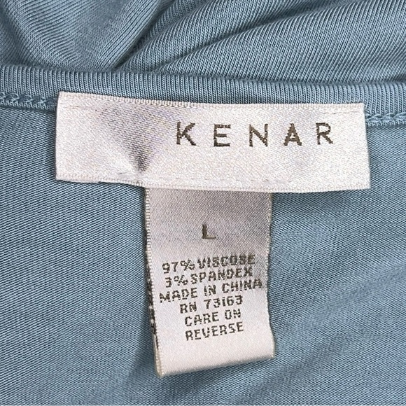 Large Kenar Blue Top 3/4 Sleeve Embroidered Accent Stretch Boho Bohemian - Picture 12 of 13